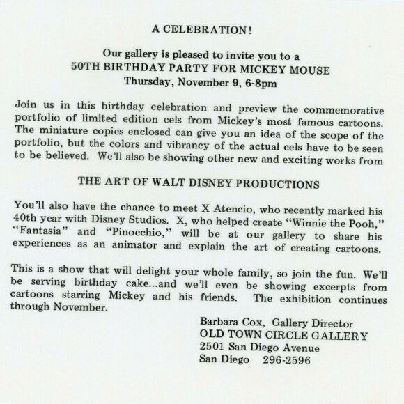 Mickey Mouse 50th Anniversary Invitation Folio - Picture 8 of 8